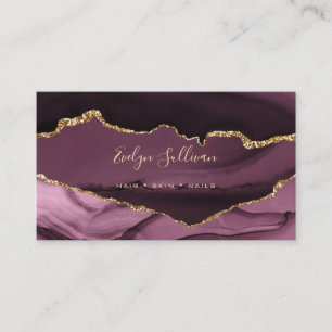 dark mauve and gold agate business card