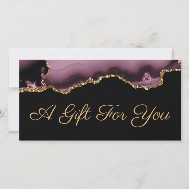 Dark mauve and gold agate gift certificate (Front)