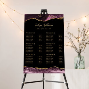 Dark Mauve and Gold Agate Price List Foam Board