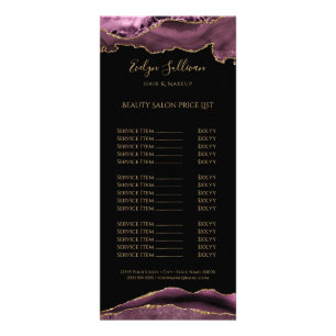 Dark mauve and gold agate price list rack card