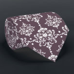 Dark Mauve Floral Damask Pattern Groomsmen Wedding Neck Tie<br><div class="desc">This dapper groomsmen necktie features a white floral damask pattern on a dark mauve purple background.</div>