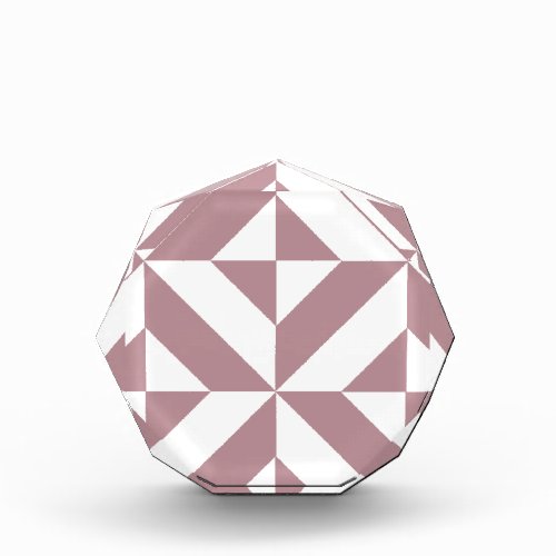 Dark Mauve Geometric Deco Cube Pattern Acrylic Award