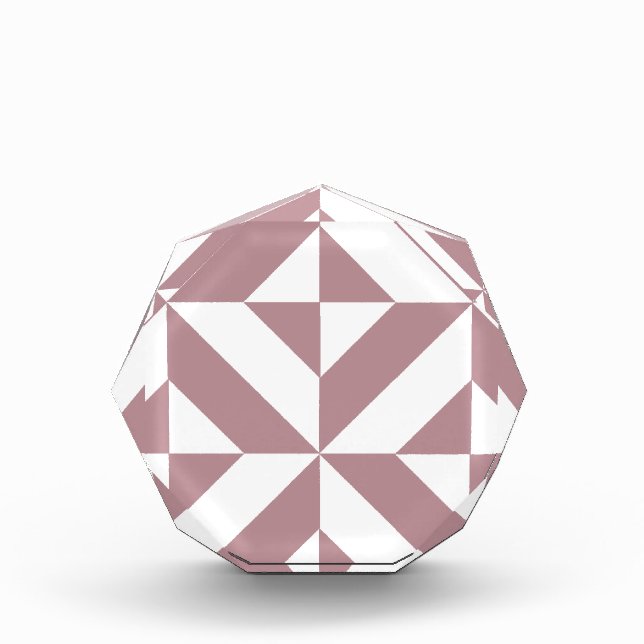 Dark Mauve Geometric Deco Cube Pattern Acrylic Award (Front)