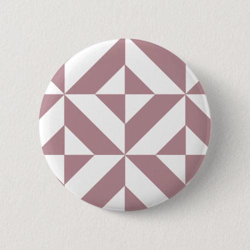 Dark Mauve Geometric Deco Cube Pattern Button