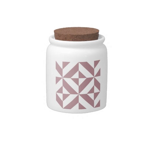 Dark Mauve Geometric Deco Cube Pattern Candy Jar