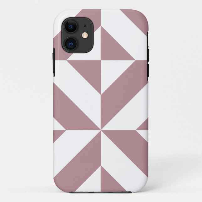 Dark Mauve Geometric Deco Cube Pattern Case-Mate iPhone Case (Back)