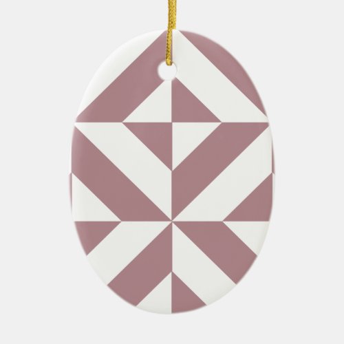 Dark Mauve Geometric Deco Cube Pattern Ceramic Ornament