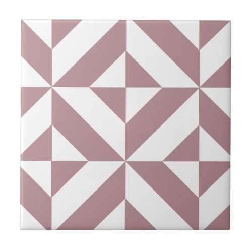 Dark Mauve Geometric Deco Cube Pattern Ceramic Tile