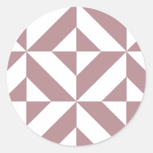 Dark Mauve Geometric Deco Cube Pattern Classic Round Sticker