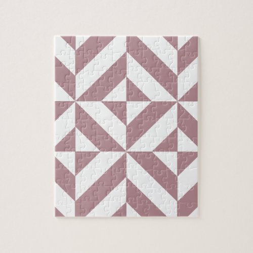 Dark Mauve Geometric Deco Cube Pattern Jigsaw Puzzle