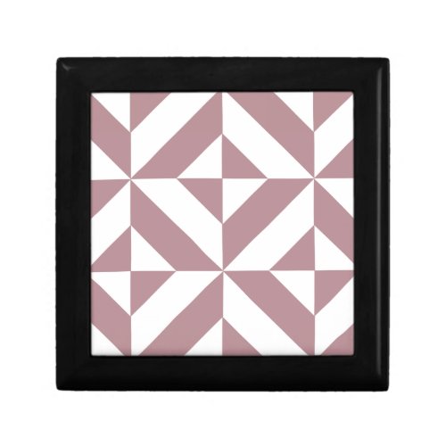 Dark Mauve Geometric Deco Cube Pattern Keepsake Box