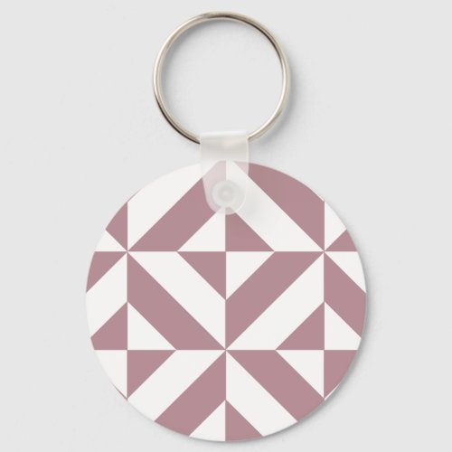 Dark Mauve Geometric Deco Cube Pattern Keychain