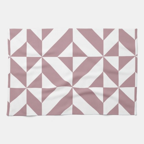 Dark Mauve Geometric Deco Cube Pattern Kitchen Towel