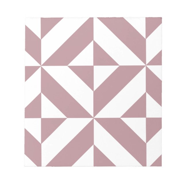 Dark Mauve Geometric Deco Cube Pattern Notepad (Front)