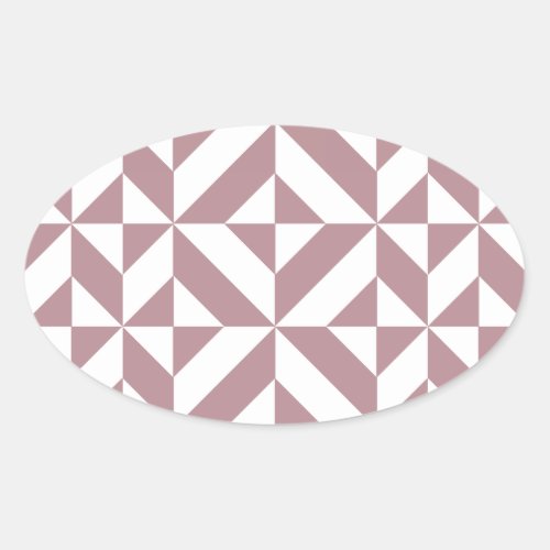 Dark Mauve Geometric Deco Cube Pattern Oval Sticker