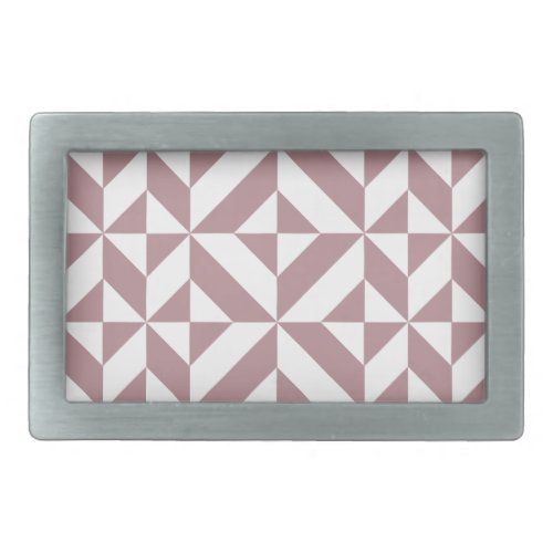 Dark Mauve Geometric Deco Cube Pattern Rectangular Belt Buckle