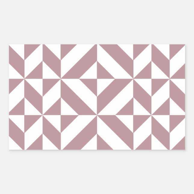 Dark Mauve Geometric Deco Cube Pattern Rectangular Sticker (Front)