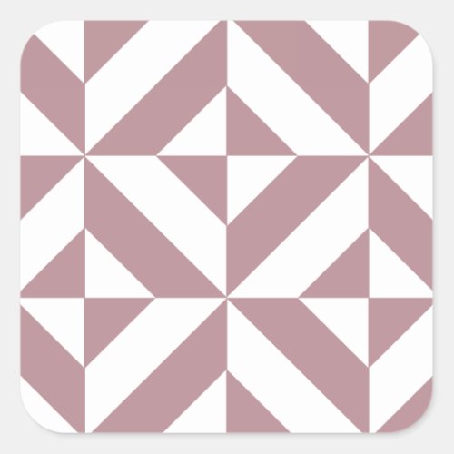 Dark Mauve Geometric Deco Cube Pattern Square Sticker