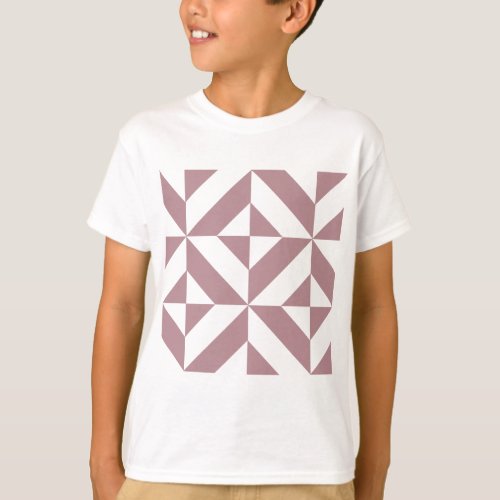 Dark Mauve Geometric Deco Cube Pattern T_Shirt