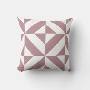 Dark Mauve Geometric Deco Cube Pattern Throw Pillow