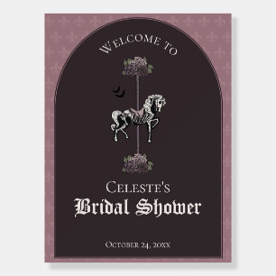 Dark Mauve Skeleton Horse Shower Welcome Sign