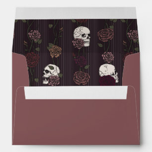 Dark Mauve Skulls and Roses Return Address Envelope