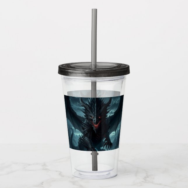 Dark, Medieval Dragon  Acrylic Tumbler (Front)