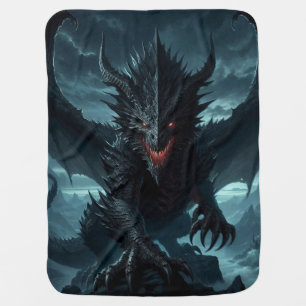 Dark, Medieval Dragon Baby Blanket