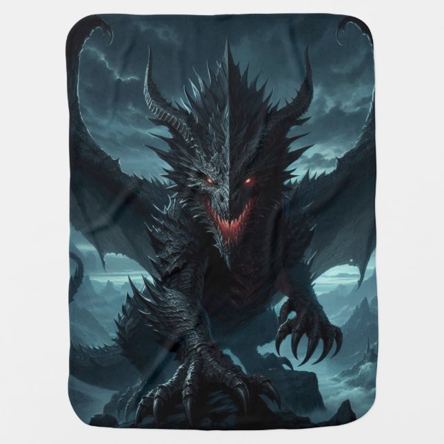 Dark, Medieval Dragon  Baby Blanket (Front)