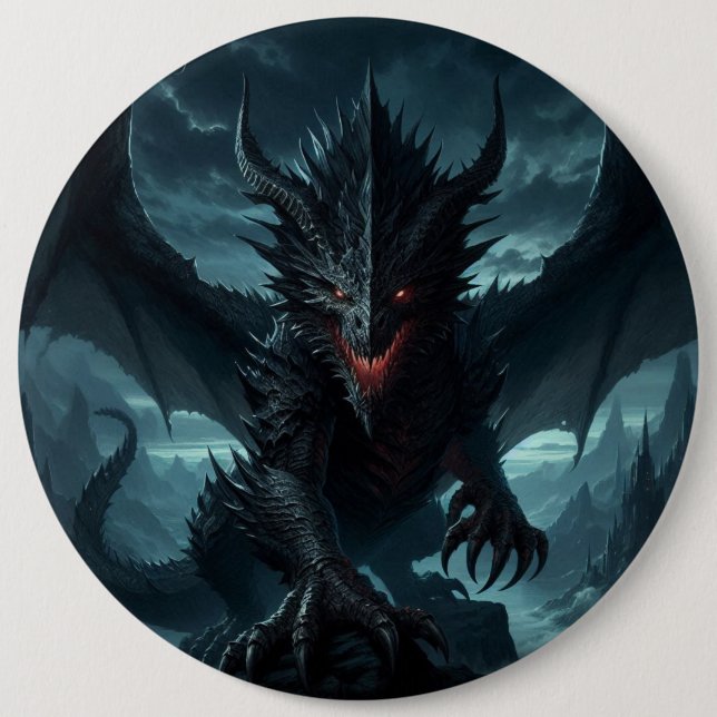 Dark, Medieval Dragon  Button (Front)