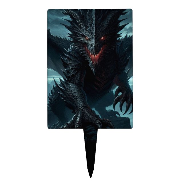 Dark, Medieval Dragon  Cake Topper (Front)