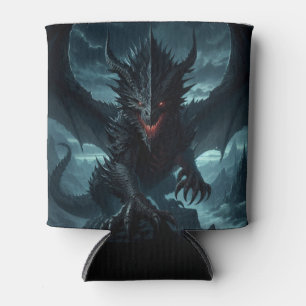 Dark, Medieval Dragon Can Cooler