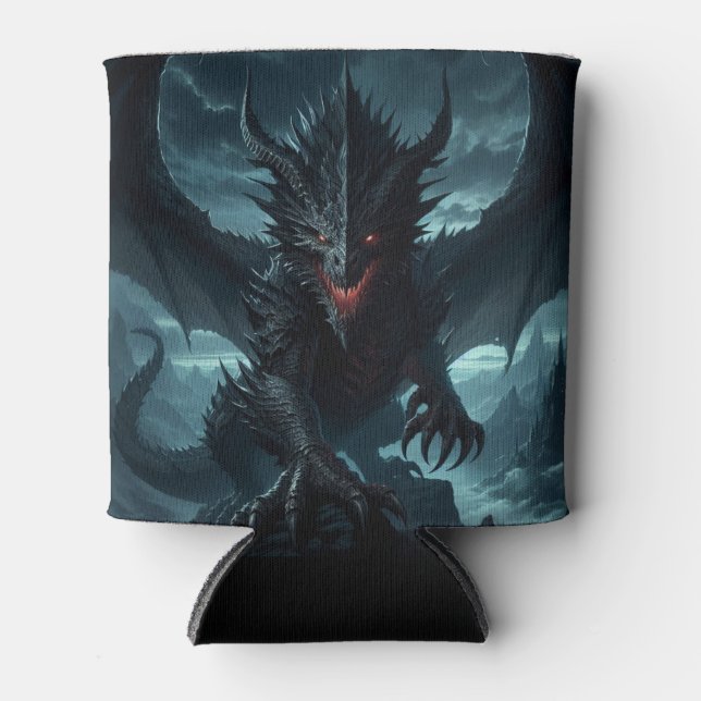 Dark, Medieval Dragon  Can Cooler (Front)