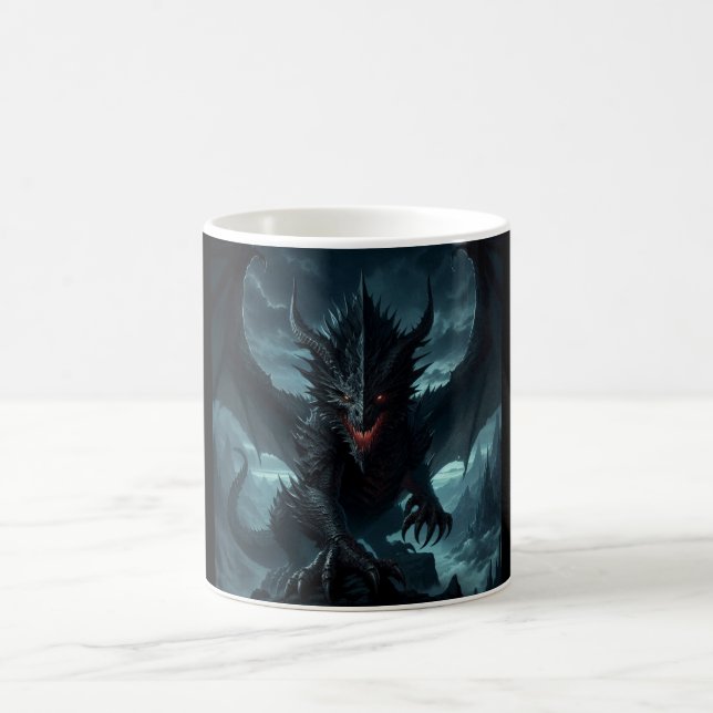 Dark, Medieval Dragon  Coffee Mug (Center)