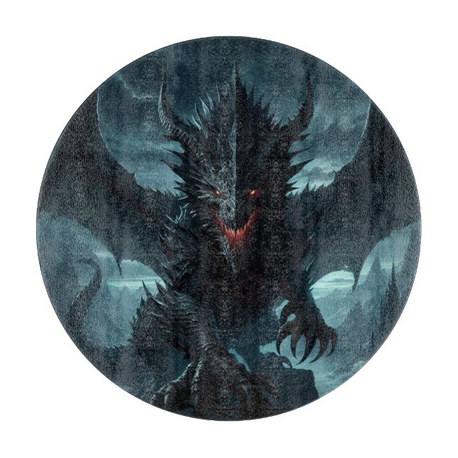 Dark, Medieval Dragon  Cutting Board (Front)