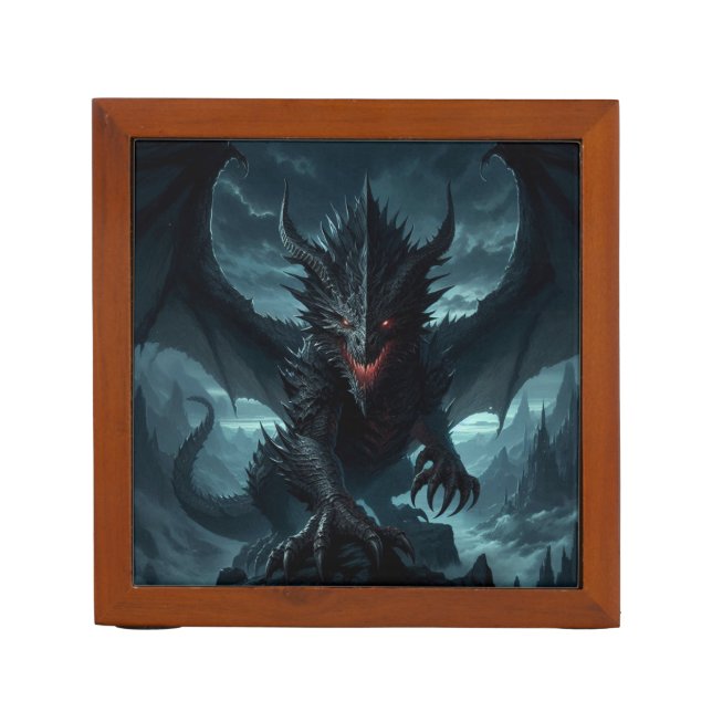 Dark, Medieval Dragon  Desk Organizer (Front)