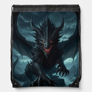 Dark, Medieval Dragon Drawstring Bag