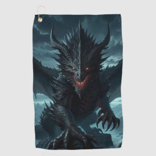 Dark, Medieval Dragon  Golf Towel