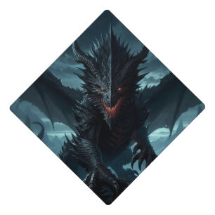 Dark, Medieval Dragon  Graduation Cap Topper