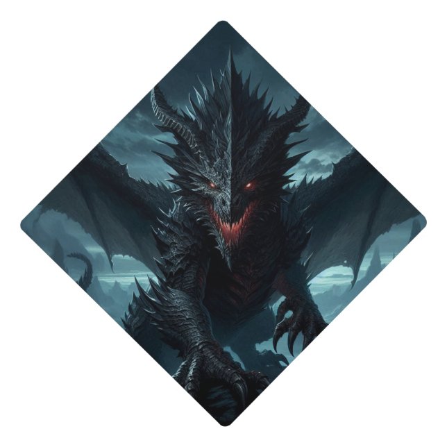 Dark, Medieval Dragon  Graduation Cap Topper (Front)