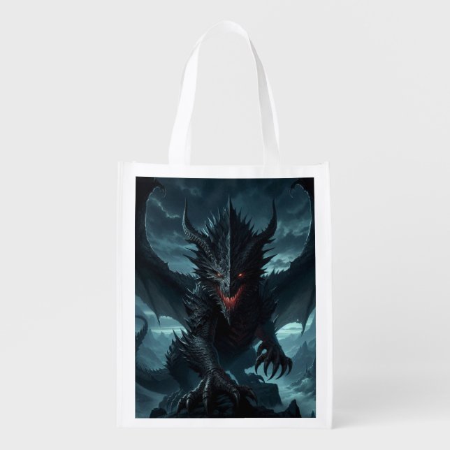 Dark, Medieval Dragon  Grocery Bag (Front)