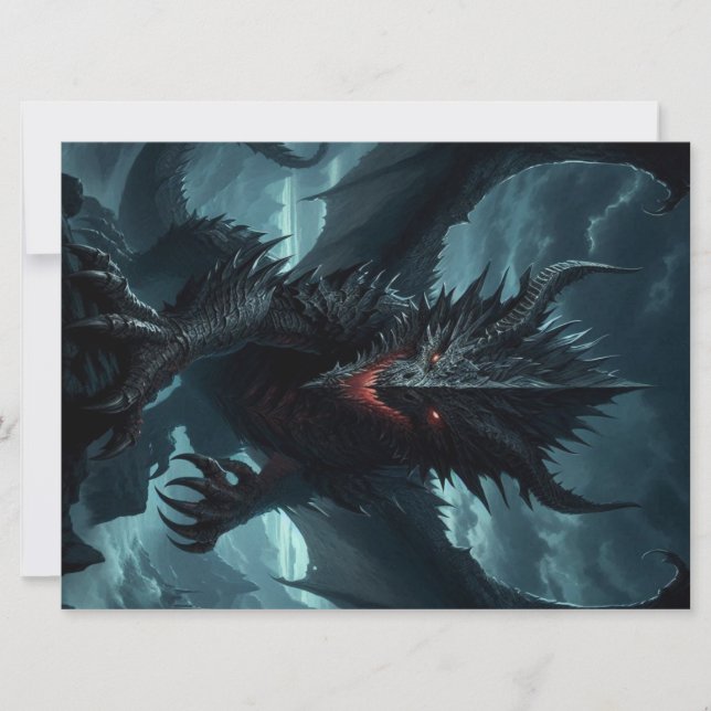 Dark, Medieval Dragon  Holiday Card (Front)