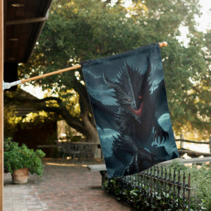 Dark, Medieval Dragon  House Flag