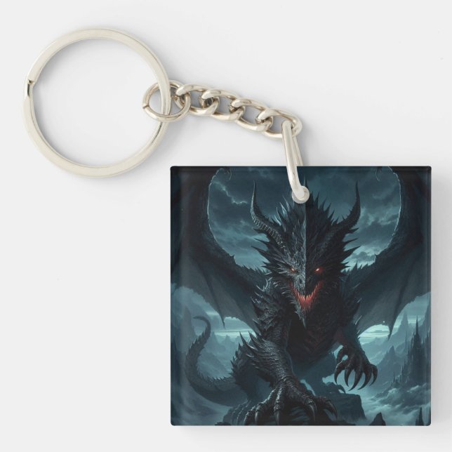 Dark, Medieval Dragon  Keychain (Front)