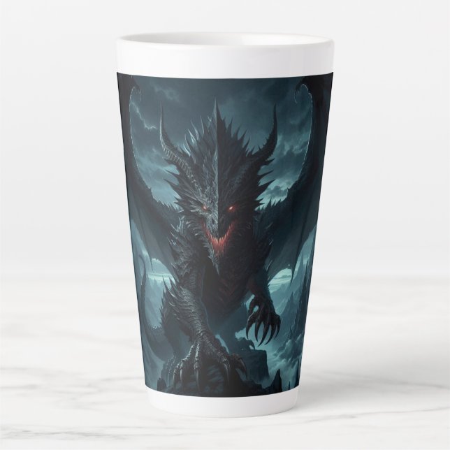 Dark, Medieval Dragon  Latte Mug (Front)