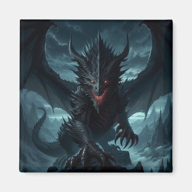 Dark, Medieval Dragon  Magnet (Front)