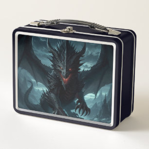 Dark, Medieval Dragon Metal Lunch Box