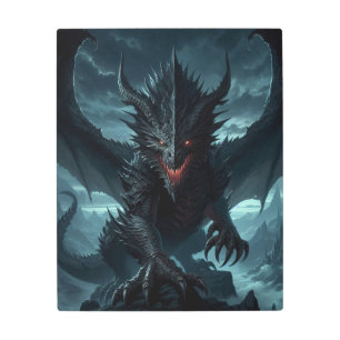 Dark, Medieval Dragon Metal Print