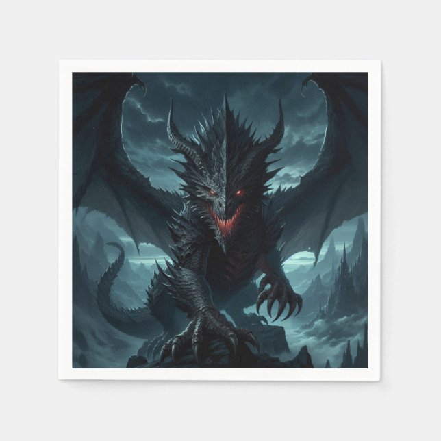 Dark, Medieval Dragon  Napkins (Front)