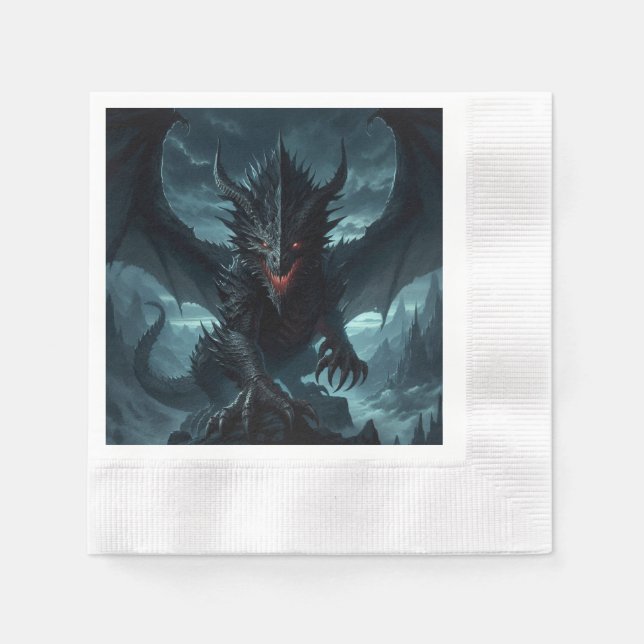 Dark, Medieval Dragon  Napkins (Front)